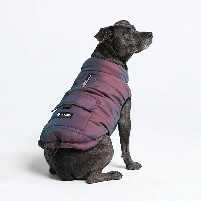 Spark Paws Dog Winter Jacket, Water-Resistant Coat, Warm Reflective Windproof Fleece-Interior, for Medium and Large Dogs - Cosmic - 3XL