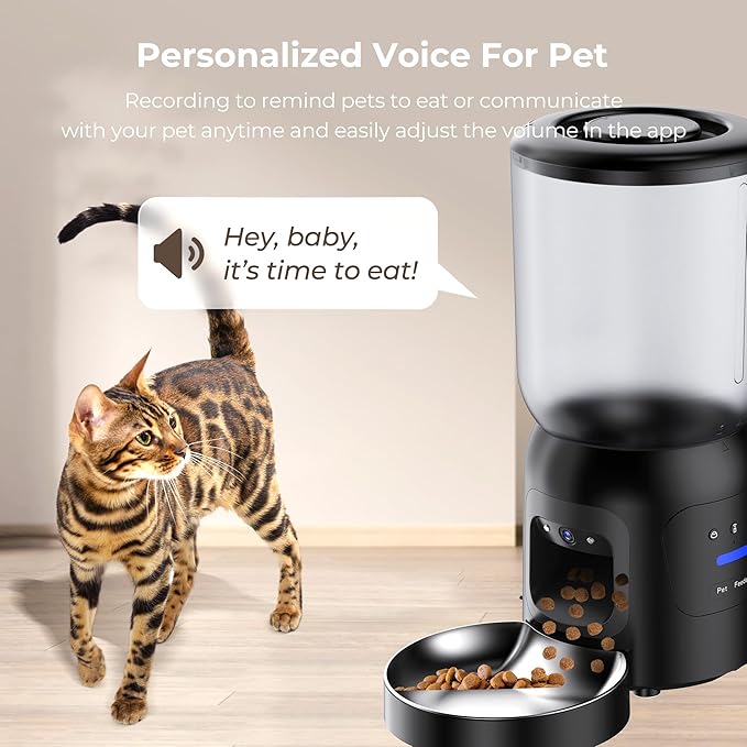Smart Pet Feeder with 2K Dual Camera & AI Recognition, Dual Bowl Set,6L Automatic Cat Dog Feeder with App Control, 2.4G/5G WiFi, Voice Message, Pet Interaction, Motion Tracking, No Clog, Dual Power,