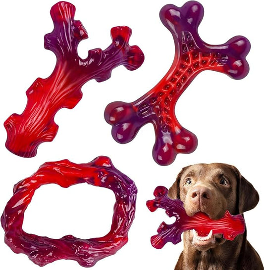Frienhund 3 Pack Indestructible Dog Chew Bones for Aggressive Chewers - Heavy Duty Long Lasting Chew Toys for Large Dogs, Nylon Teeth Cleaning Toys