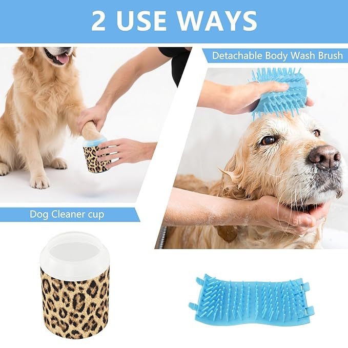 Dog Paw Cleaner Mudbuster Dog Foot Washer for Small Medium Large Dogs Cats Premium Pet Supplies Classical Leopard Print
