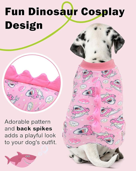 CuteBone Dinosaur Costume Dog Pajamas, Stretchy Spandex Crystal Velvet Sleepwear Coat for Small Dogs, Soft & Warm Pet Outfit Clothes for Cold Weather, Cozy Pullover Design COSP09XS