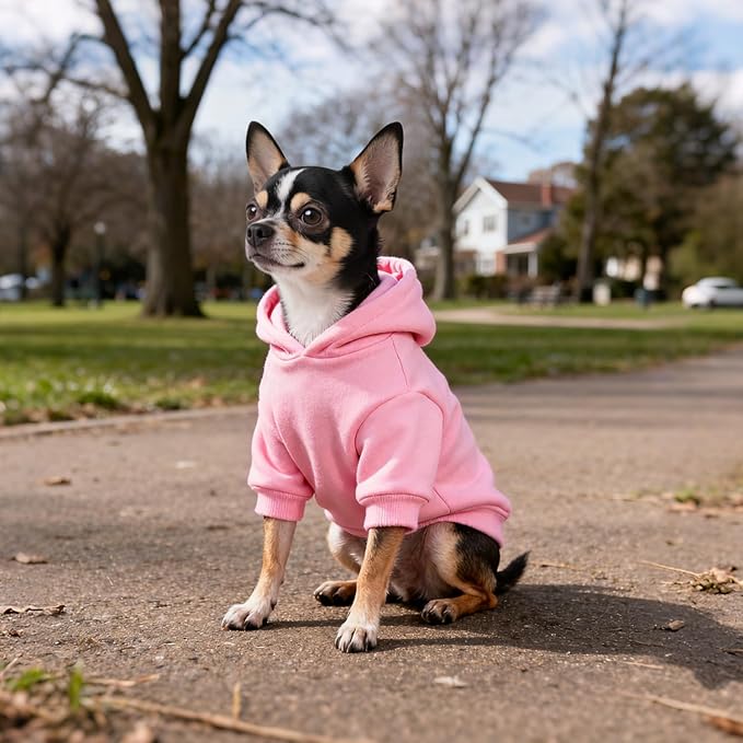 Idepet Pet Dog Hoodies Dog Clothes for Small Dogs Vest Chihuahua Clothes Warm Coat Jacket Autumn Puppy Outfits Cats Dogs Clothing(S,Pink)