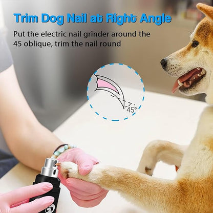 Casfuy Dog Nail Grinder Upgraded - Professional 2-Speed Electric Rechargeable Pet Nail Trimmer Painless Paws Grooming & Smoothing for Small Medium Large Dogs & Cats (Black)