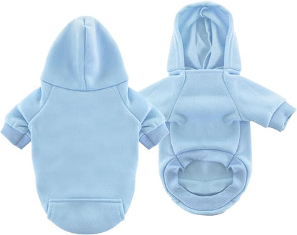 Idepet Pet Dog Hoodies Dog Clothes for Small Dogs Vest Chihuahua Clothes Warm Coat Jacket Autumn Puppy Outfits Cats Dogs Clothing(S,Light Blue)