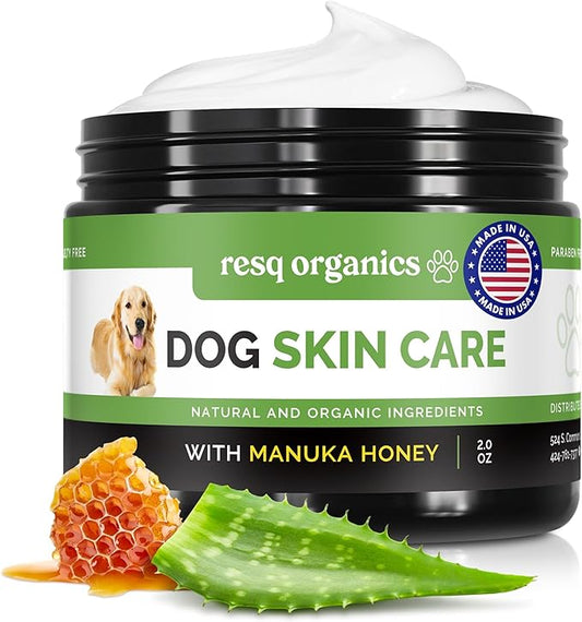 Hot Spot Treatment for Dogs - Pet Wound Care, Healing Ointment for Pets Itchy Skin Relief, Dry Skin Treatment, Natural Allergy Relief, Dog Paw Balm + Manuka Honey, Aloe Vera, Vitamin E (2 Oz.)
