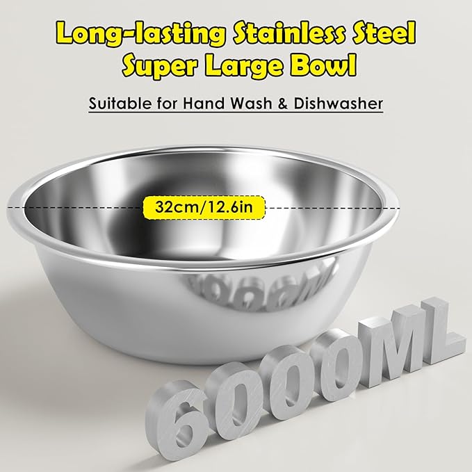1.6 Gallon Elevated Dog Water Bowl for Large Dogs, 4-Height Adjustable (13–18'') Raised Stainless Steel Bowl with Spill-Proof Mat & Sturdy Metal Stand, Easy-Clean Feeder for Indoor/Outdoor Use