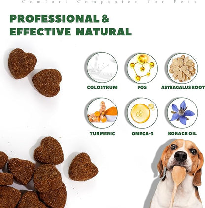 Dog Allergy Chews, Dogs Allergy Relief Chews for Paw Licking Itchy Skin Coat Supplement, Probiotics for Dogs with Colostrum Omega-3 Astragalus Immune Supplement-30ct