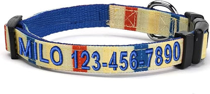 Pawtitas Personalized Dog Collar Small Dog Collar Embroider Name Phone Number Puppy Collar Adjustable Customized Collar for Small Dogs Breeds Multicolor Dog Collar