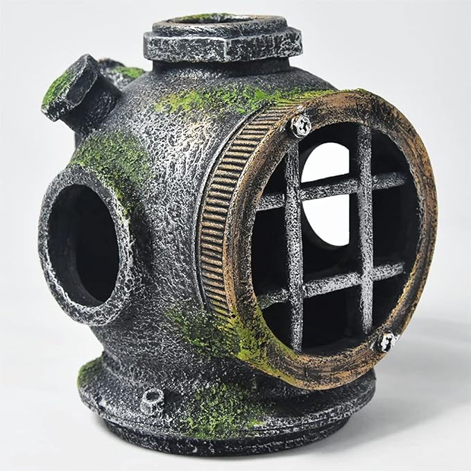 PTFJZ Fish Tank Decorations Betta Fish Accessories Disney Aquarium Decorations Clownfish House for Sleep Rest Hide and Play Scuba Helmet Wreckage Aquarium Décor Backgrounds