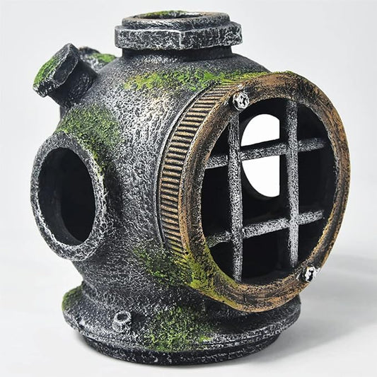 PTFJZ Fish Tank Decorations Betta Fish Accessories Disney Aquarium Decorations Clownfish House for Sleep Rest Hide and Play Scuba Helmet Wreckage Aquarium Décor Backgrounds