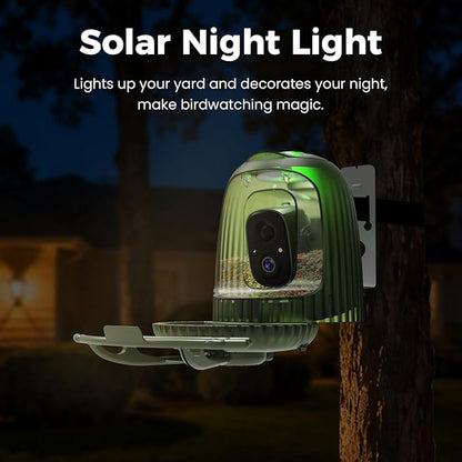 HIXX Smart Bird Feeder with 4MP Camera – Auto Capture Video, AI Bird Identification, Large Capacity & Seed Guard, Solar Powered Night Light, Live Birdwatching Camera for Lovers, Family & Friends