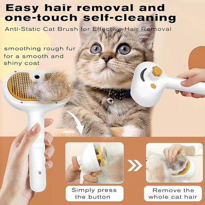 Pet Steam Brush for Dog & Cat – 3-in-1 Spray Hair Removal Comb – Steam Brush for Shedding & Grooming – Spritz Defur Comb – Includes Waterless Shampoo & Dental Wipes