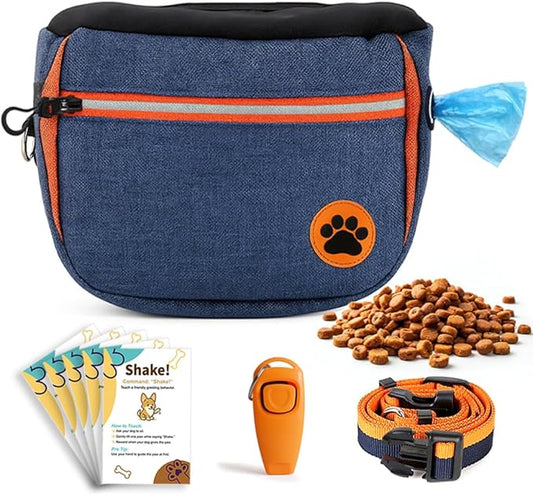 Dog Treat Pouches Bag for Training – Removable Liners, Large Opening Capacity Treat Bag with Clicker, Training Guide, Waist Strap Clip Treat Fanny Pack for Dog Training and Walking