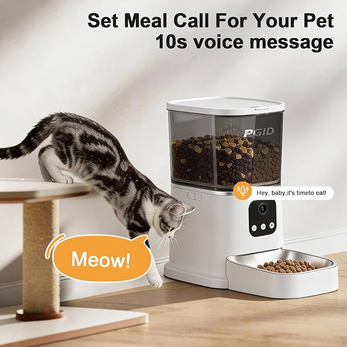 PGID Automatic Cat Feeder with 400W Camera,2.4G Auto Dog Feeder w Night Vision,Pet Feeder w2-Way Audio,Timed Cat Feeders for Dry Food,Dogs Food Dispenser w APP Control 5L