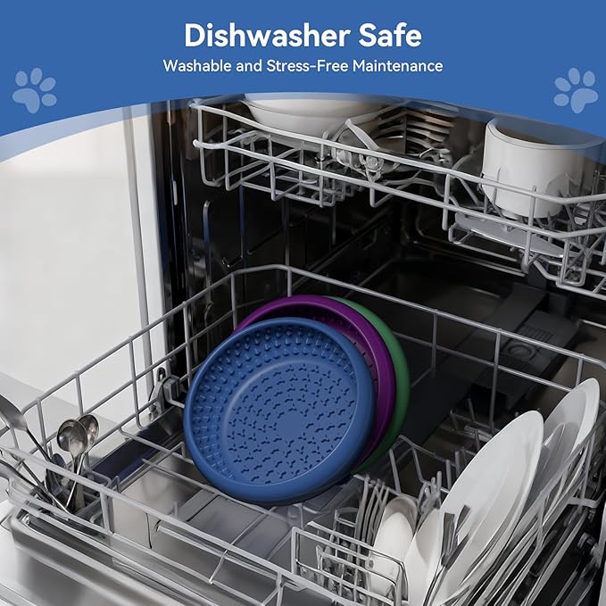 Slow Feeder Dog Bowl, BPA-Free Silicone Lick Mat for Small and Medium Dogs, Non-Slip & Dishwasher Safe (Dark Blue,S)