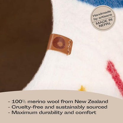 MEOWFIA Cat Cave – Premium Felt Cat Bed for Indoor Cats, Handmade 100% Merino Wool, Cat (Large, Ivory Rainbow)