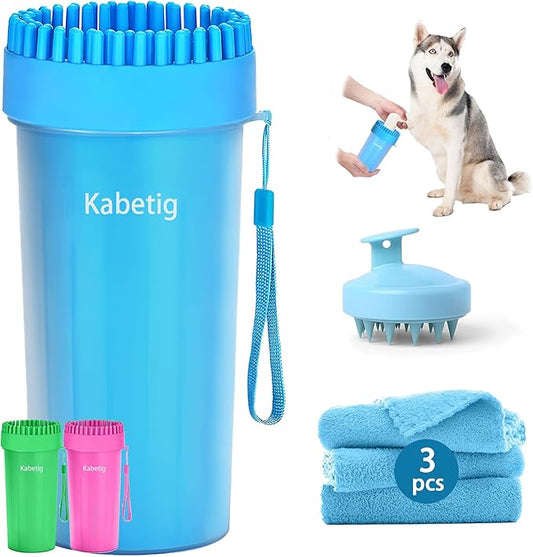 Dog Paw Cleaner & Washer for Large/Extra Large Breeds - Muddy Paws Easy Cleaning Cup for Big Dogs - Includes 3 Absorbent Towels(Blue)