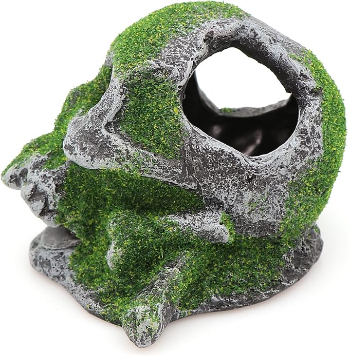 AQUA KT Aquarium Landscape Head Skeleton Skull Rock Fish Hiding Place Cichlid Cave for Gold Betta Fish Tank Decoration Freshwater or Marine Aquariums