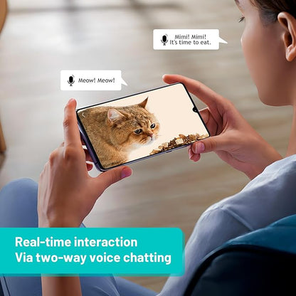 Ducksky Automatic Cat Feeder with Camera, 2.4Ghz WiFi Timed Dog Food Dispenser with APP Control, 3L Auto Dry Food Feeders for Pets with HD Video, 1-8 Meals/Day, 10s Voice Recorder (Camera and WiFi)