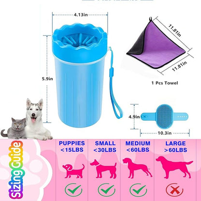Dog Paw Cleaner,Paw Cleaner for Dog,Pets Foot wash Cup-Dog wash paw Cup-Pet Foot Cleaner for Small Medium Large Breed Dogs/Cats Pet Clean Paws Miracle Tool(with 1 Towel& 1Brush)