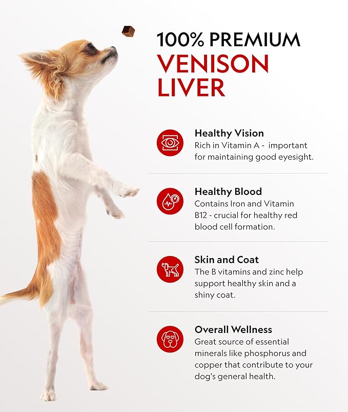 First Light Farms Freeze-Dried Venison Liver Dog Treats | 3oz Bag | 100% Single Ingredient | Free-Range, Pasture-Raised | Nutrient-Dense, High Protein