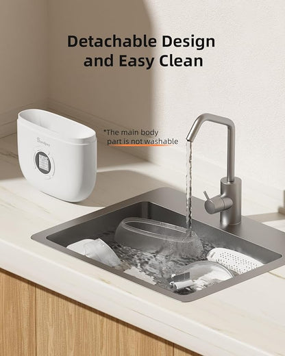 Sandpoy Hanging Rabbit Feeder, Programmable Automatic Pet Feeder with Dry Food Dispenser, Desiccant Bag and Portion Control for Rabbits Cats and Small Animals