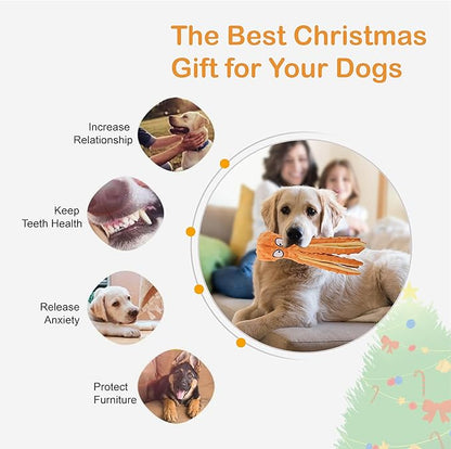 Octopus Squeaky Plush Dog Toys - No Stuffing, Crinkle, Durable for Puppy Teething, Small to Large Dogs, 2 Pack