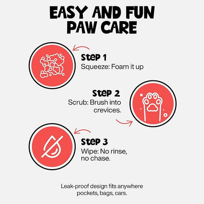 Paw Cleaner for Dogs & Cats, 200ml No-Rinse Dog Paw Cleaner Washer, Gentle Unscented Foaming Cleanser with Built-in-Brush, Paw Cleanser for Repairing & Restoring Cracked Paws (5.07 oz)