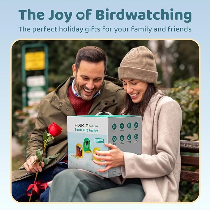 HIXX Smart Bird Feeder with Camera, AI Identify Birds & Auto Capture, 2K HD Live Camera Birdwatching with Color Night Vision for Bird Lovers Gifts (Deep Blue)