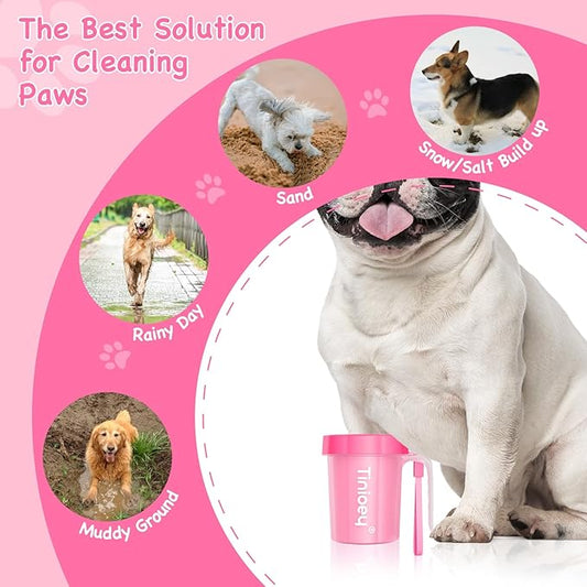 Paw Cleaner for Dogs Medium Small Breed with Handle | Dog Paw Cleaner to Clean Muddy Paws | Dog Foot Cleaner Paw Washer for Dogs & Pets| Dog Feet Washer (Red)