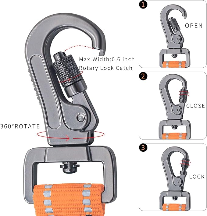 12” Short Dog Leashes, Reflective Nylon Padded Handle, Heavy Duty Strong Traffic Leash with Locking Carabiner Clip, Perfect for Large Dogs (Orange,12 Inch)