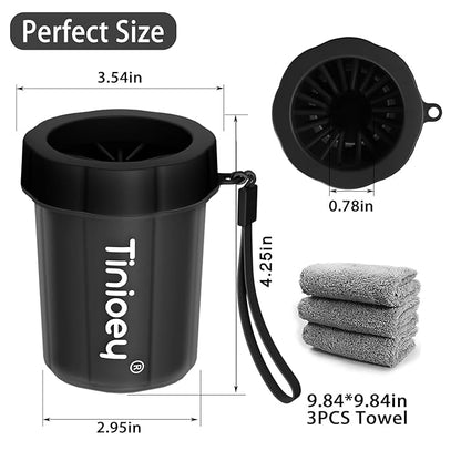 Dog Paw Cleaner for Small Dogs (with 3 Absorbent Towels), Dog Paw Washer, Muddy Paw Cleaner, Pet Foot Cleaner