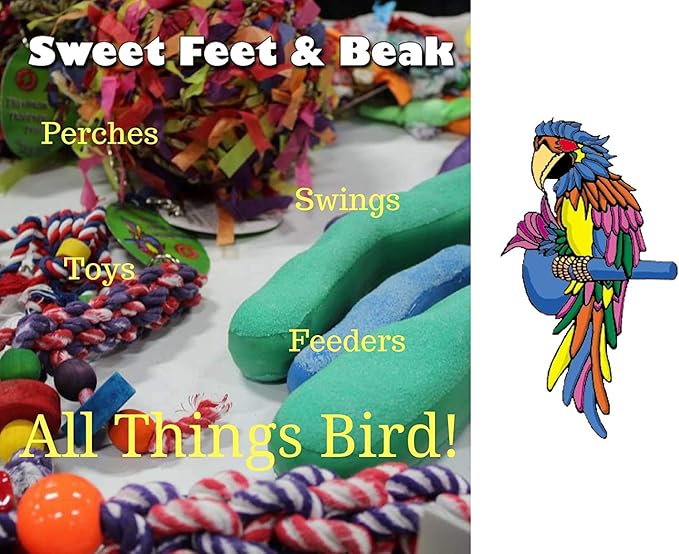 Sweet Feet and Beak Comfort Grip Safety Perch for Bird Cages - Pedicure Perch for Birds to Keep Nails and Beaks in Top Condition - Safe Easy to Install Bird Cage Accessories - X-Small 4.5"