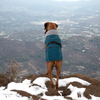 Lelepet Warm Dog Coats for Large Dogs Waterproof Dog Winter Jacket Reflective Pet Fleece Vest Windproof Cold Weather Coats with Adjustable Buckle & Leash Hole, Dark Green, XL