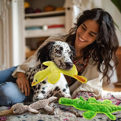 No Stuffing Dog Squeak Toys-3 Pack Chew Toys for Small Medium Large Breed- Durable Puppy Teething Interactive to Keep Them Busy- Best Birthday Gift