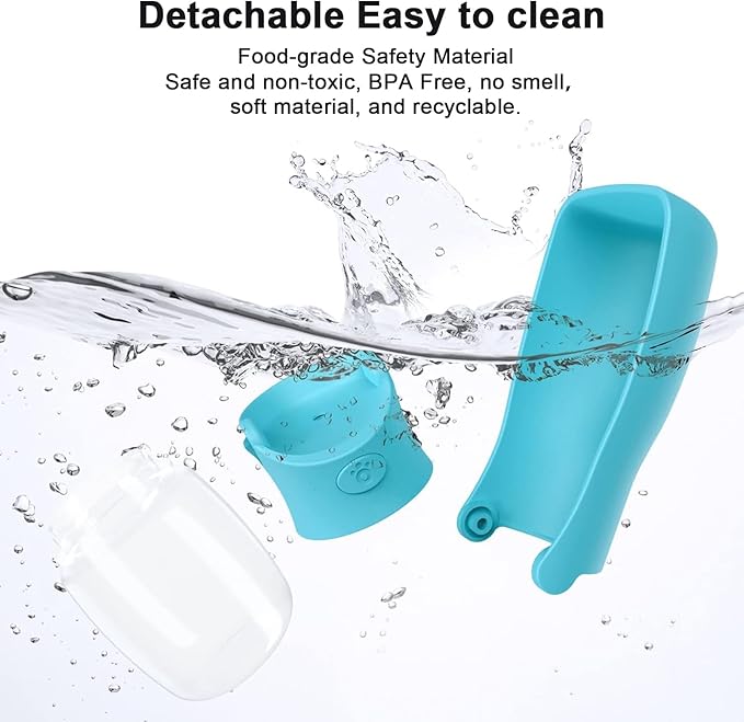 Portable Dog Water Bottle for Walking – 19oz / 12oz Foldable Pet Water Dispenser for Puppies, Medium & Large Dogs – Leak Proof Travel Water Bowl for Small Animals Dog Accessories(12OZ Blue)