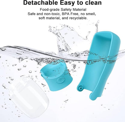 Portable Dog Water Bottle for Walking – 19oz / 12oz Foldable Pet Water Dispenser for Puppies, Medium & Large Dogs – Leak Proof Travel Water Bowl for Small Animals Dog Accessories(12OZ Blue)