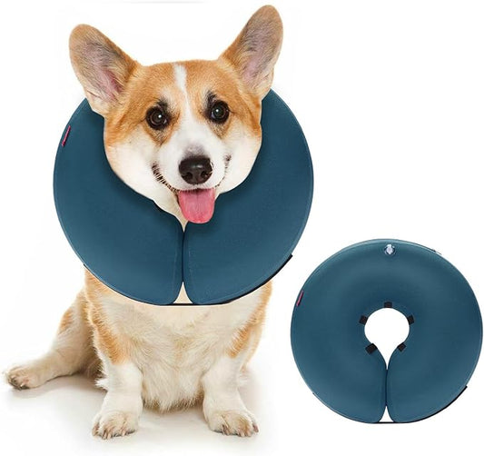 MIDOG Dog Cone - Inflatable Soft Donut Collar Alternative for Dogs After Surgery, Protective Recovery Collar Prevents Licking, Comfortable E-Collar Alternative for Small Medium Large Dogs (Blue, S)
