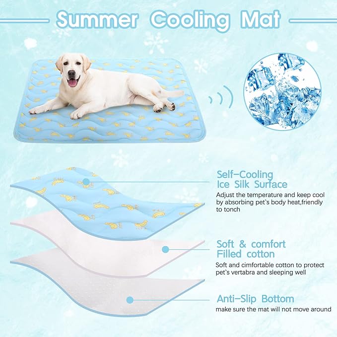 Dog Cooling Mat, Summer Cooling Mat for Dogs, Self Cooling Pad for Small Medium Large Dogs Cats, Non-Toxic Breathable Sleep Bed Summer Pet Bed Puppy Ice Blanket for Kennel Sofa Bed Floor