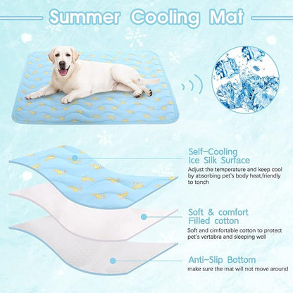 Dog Cooling Mat, Summer Cooling Mat for Dogs, Self Cooling Pad for Small Medium Large Dogs Cats, Non-Toxic Breathable Sleep Bed Summer Pet Bed Puppy Ice Blanket for Kennel Sofa Bed Floor