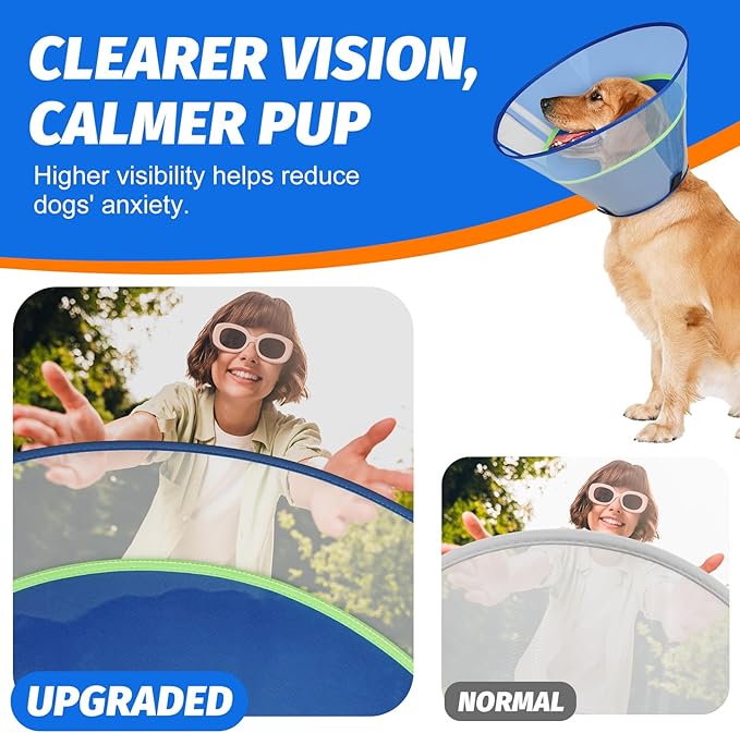 Dog Cone Collar with Soft Liner to Stop Licking, Elizabeth Recovery Collar After Surgery for Large Medium Dogs, Comfortable Pet Head Cone Alternative for Neutering Spay Injury (M)