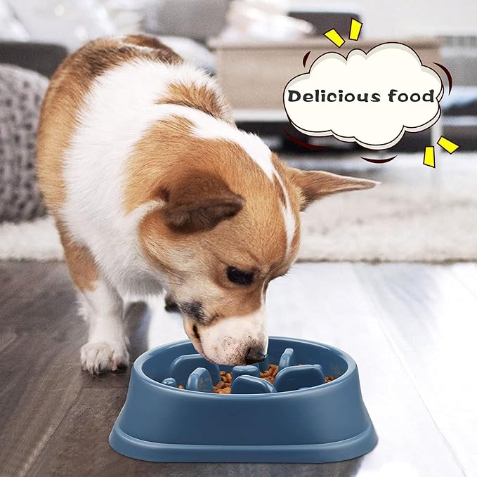 UPSKY Slow Feeder Small Dog Puzzle Bowl Feeder - Anti-Slip, Anti-Bloat, Anti-Choking - Deep Blue