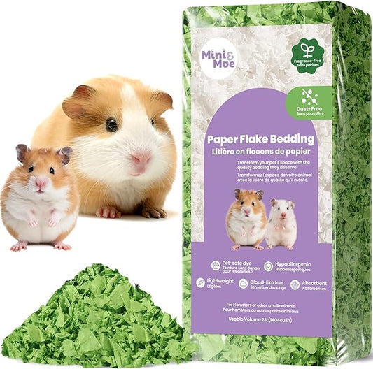 mini&moe Guinea Pigs Bedding Hamster Bedding: Moisture Absorbent and Dust-Free Natural Paper Small Pet Bedding - for Guinea Pigs, Hamsters, and Rabbits, 17 Liters