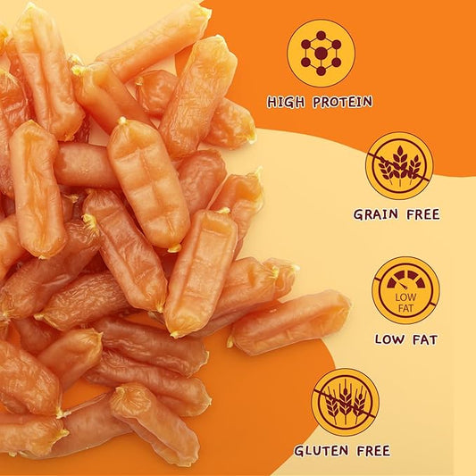 Jungle Calling Chicken Sausage Dog Treats, Slow Roasted Chicken Jerky for Small & Medium Dogs, Grain-Free, High-Protein Chewy Dog Training Treats, 10.6 oz