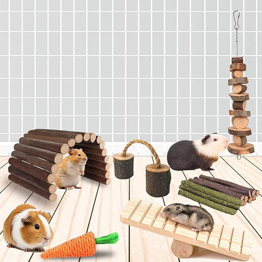 Grddaef Hamster Toys, Guinea Pig Chew Toys Small Animal Enrichment Toys Cage Accessories for Chinchilla Gerbils Rats Bunny Mouse