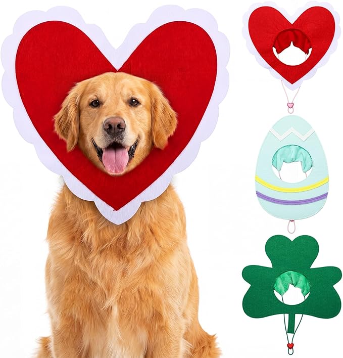 Valentine's Day St Patrick's Day Easter Dog Hat Set for Dogs Holiday Party Felt Headgear Accessories Costume Pets Party Collection Outfit Decorations(Large)
