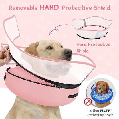 Supet Raised Inflatable Dog Cone Collar to Stop Licking, Soft Dog Cone Alternative After Surgery, Pet Neck Donut Collar for Small Medium Large Dogs