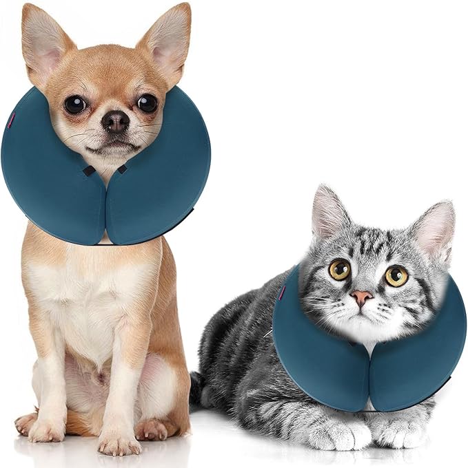 MIDOG Dog Cone - Inflatable Soft Donut Collar Alternative for Dogs After Surgery, Protective Recovery Collar Prevents Licking, Comfortable E-Collar Alternative for Small Medium Large Dogs (Blue, XS)