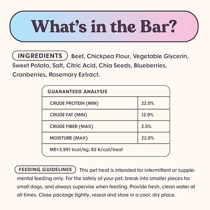 Bundle x Joy Dog Treats Jerky Snack Bars, Variety 3-5 oz Bags, Training Treats, Natural Superfood Grain Free, Real Salmon, Chicken, Beef, Superfoods, Corn & Soy Free