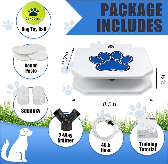 Poofzy Dog Water Fountain Step On, Outdoor Dog Water Sprinkler for Large Dogs, with Upgrade Copper Valve Set, Easy to Use, Fresh Water to Drink (Blue)